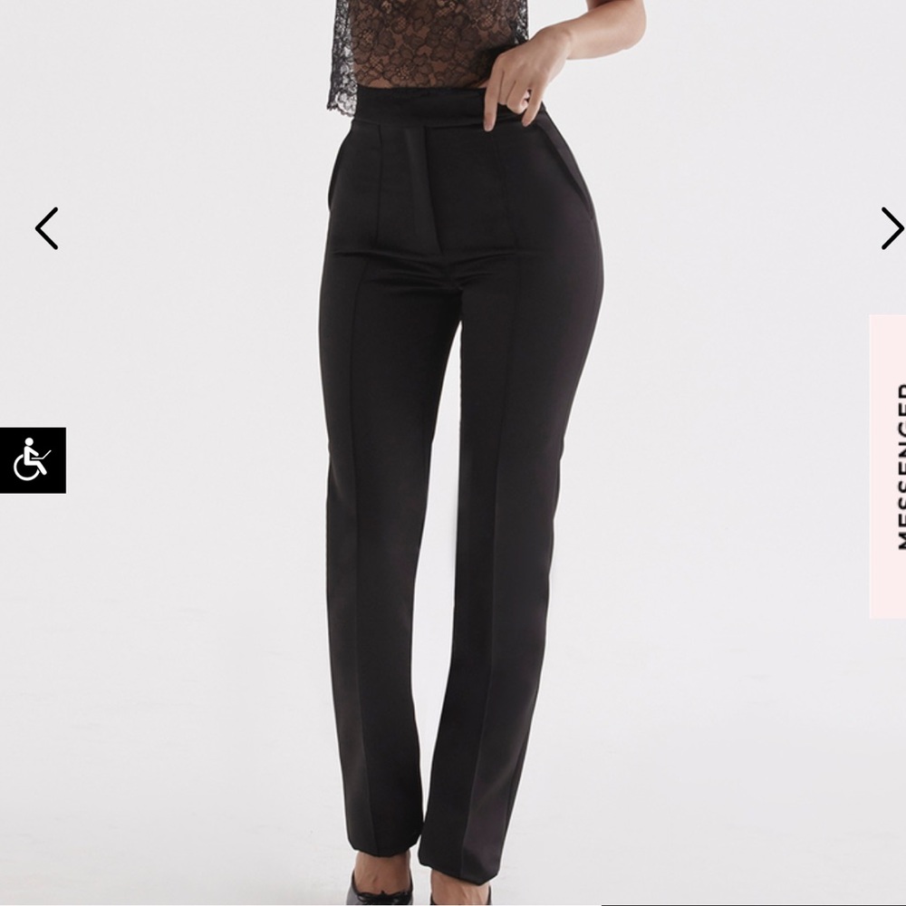 House of CB Tansy Black Satin Trousers